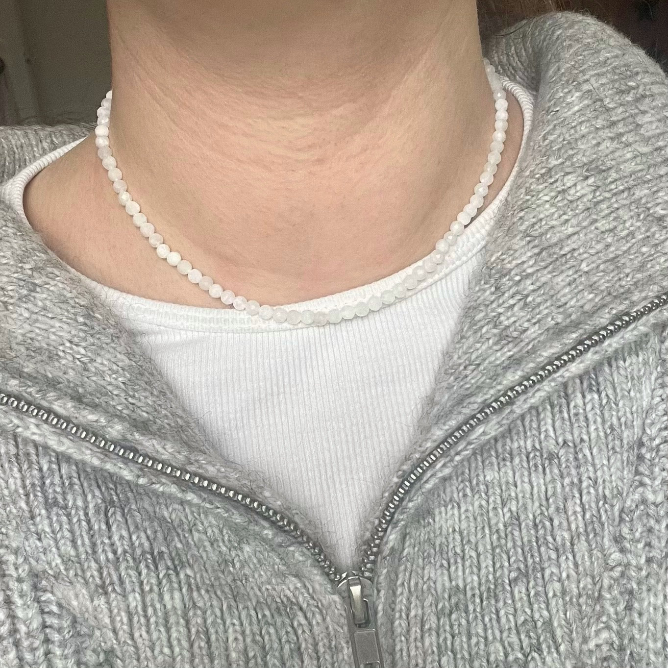 Moonstone 4mm Facet Beaded Necklace - Intuition