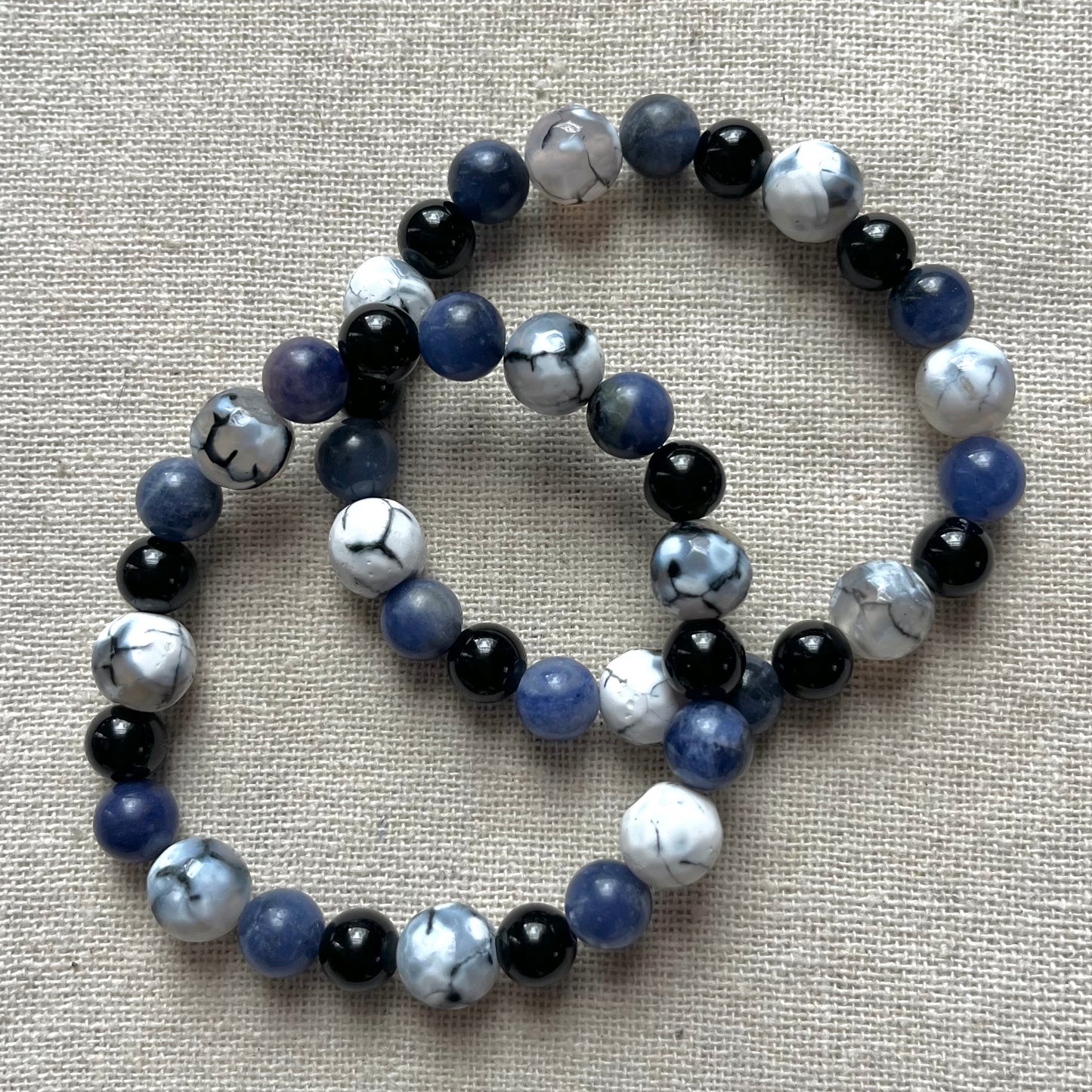 Serenity Bracelet - Blue Fire Agate, Sodalite & Obsidian
