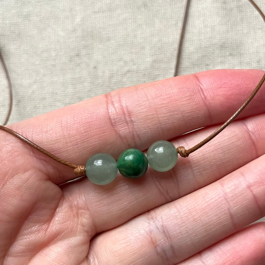 Lucky Fortune Necklace - Jade & Green Aventurine