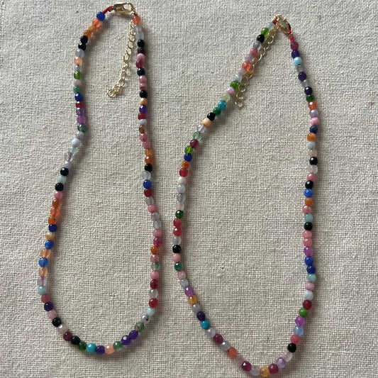 Coloured Agate 4mm Facet Beaded Necklace - Stability