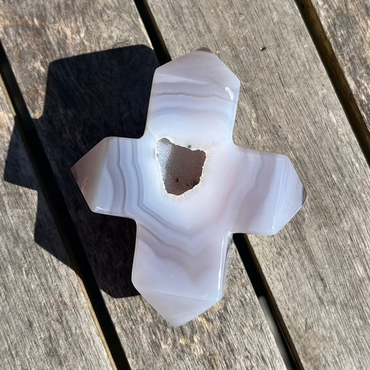 Agate Medium Cross Crystal - Grounding, Harmonising, Protective