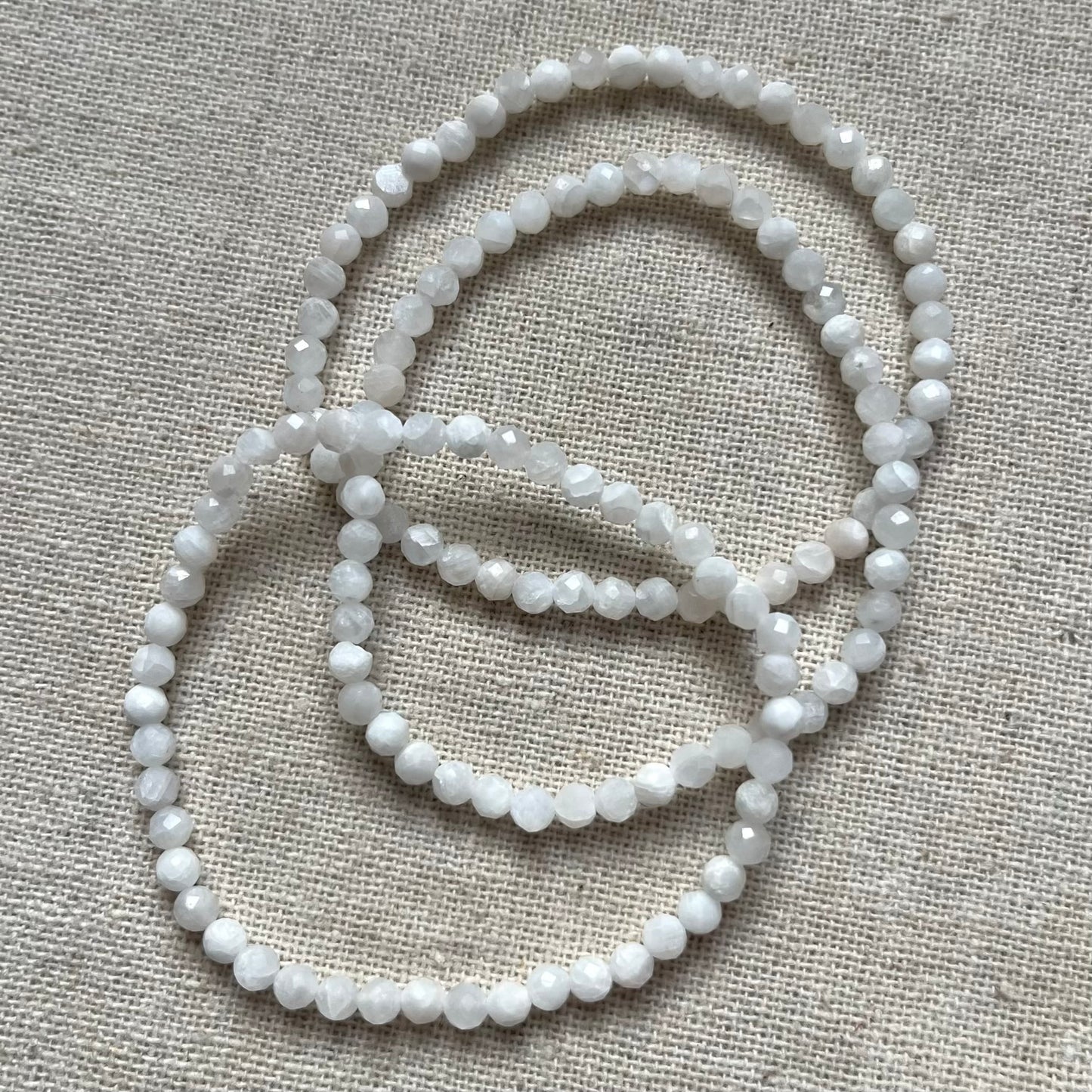 Moonstone 4mm Facet Beaded Bracelet - Intuition