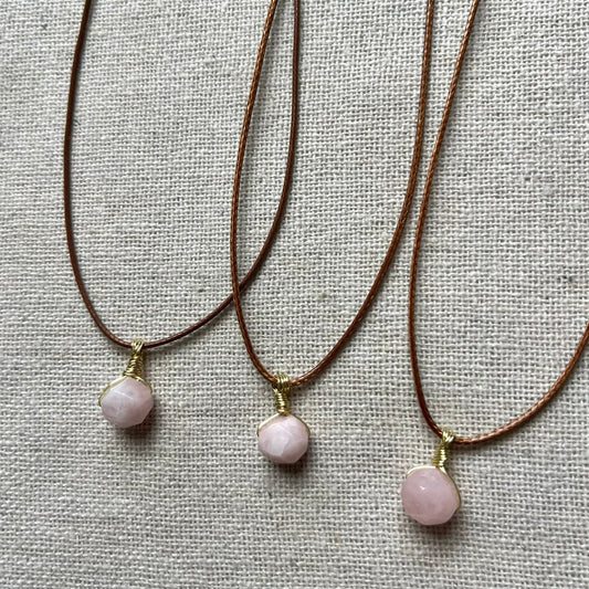 Mini Geo Pendant - Pink Morganite