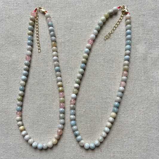 Morganite 6mm Beaded Necklace - Divine Love