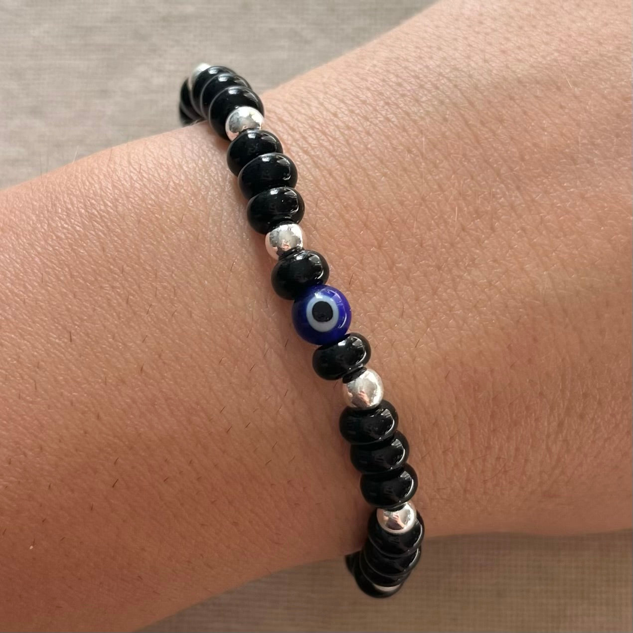 Divine Strength Evil Eye Bracelet - Onyx & Hematite