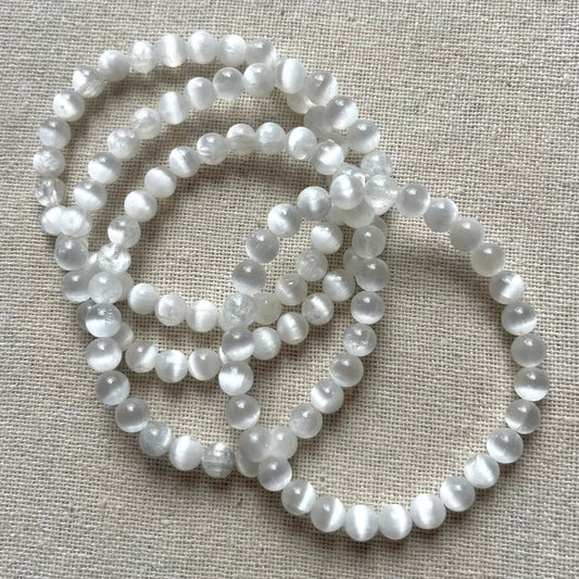Selenite 6mm Beaded Bracelet - Purify