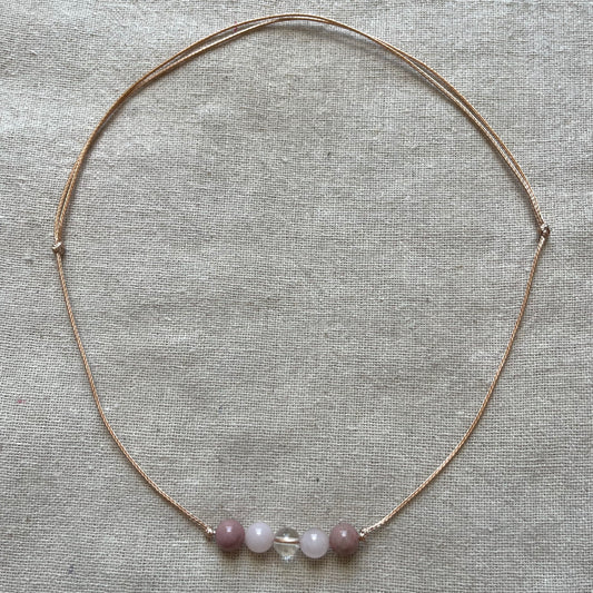 I Am Loved Necklace - Rhodonite, Rose Quartz & Clear Quartz
