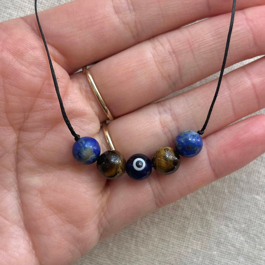 Eye Of Protection Necklace - Lapis & Tiger Eye