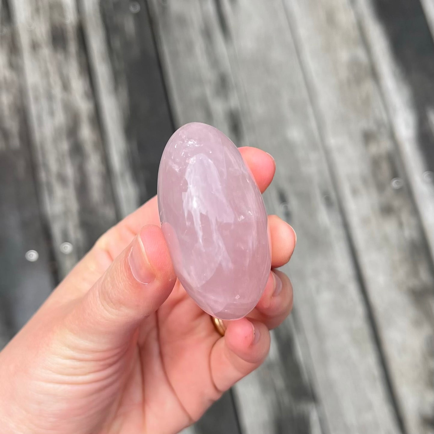 Rose Quartz Palm Stone Crystal - Unconditional Love, Emotional Healing