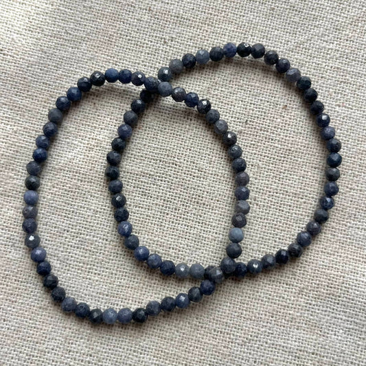 Blue Sapphire 4mm Facet Beaded Bracelet - Spiritual Insight