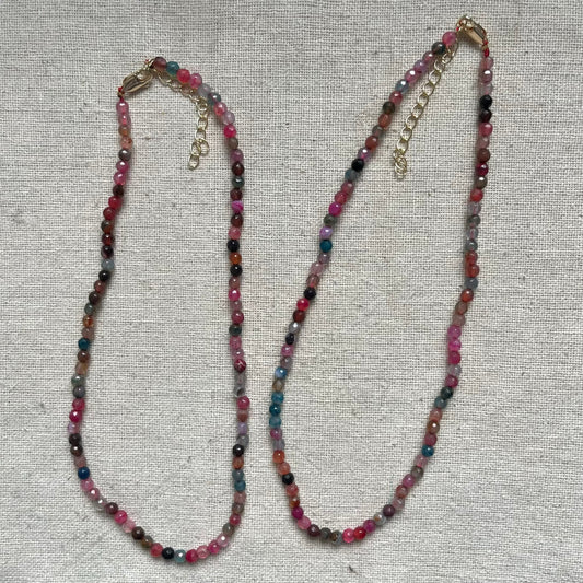 Coloured Agate 4mm Facet Beaded Necklace - Stability