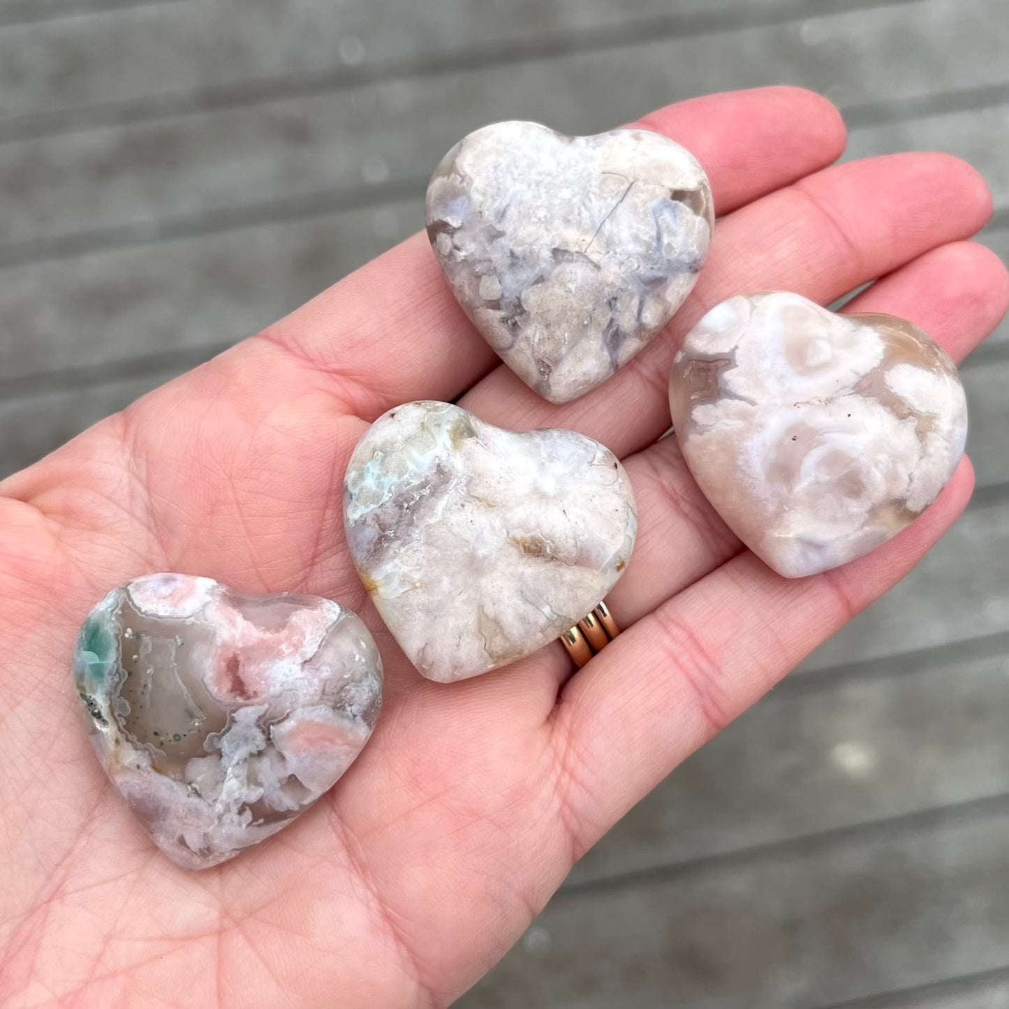 Flower Agate Mini Heart Crystal - Nurturing, Uplifting, Growth