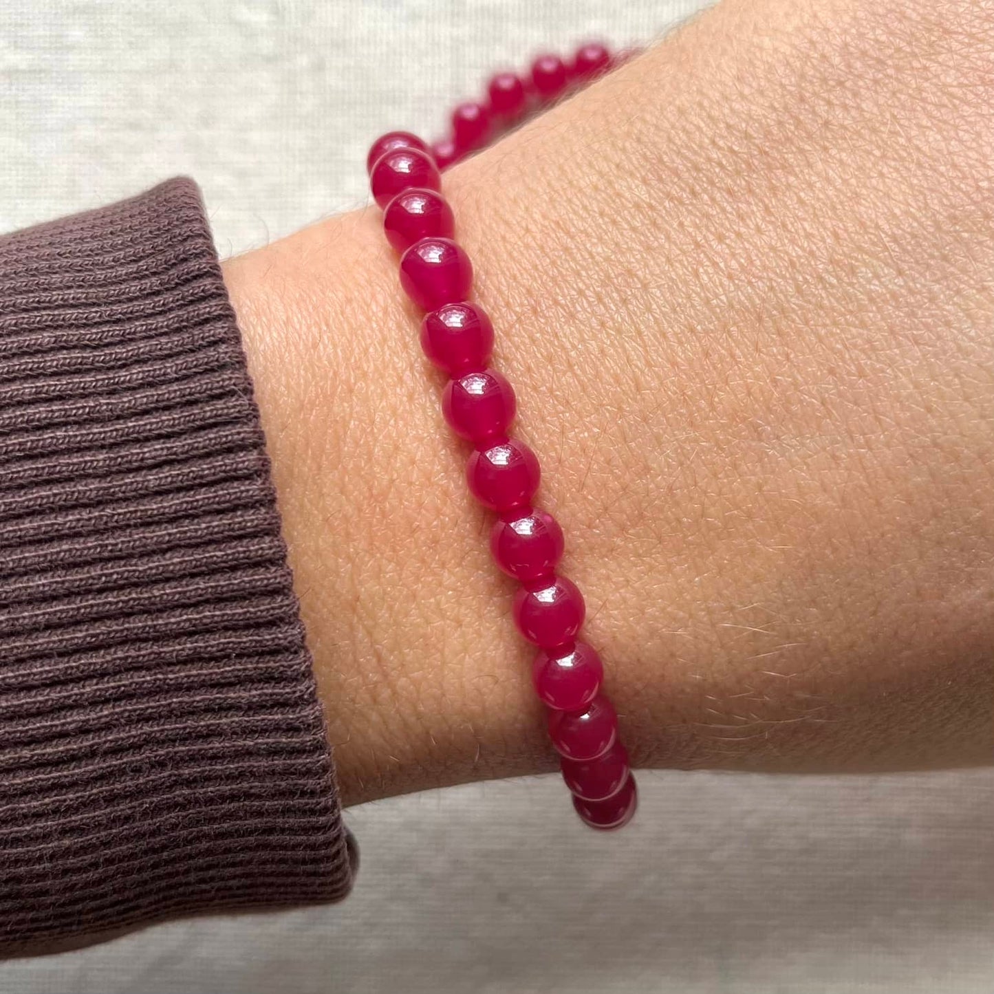 Ruby 6mm Beaded Bracelet - Empowering