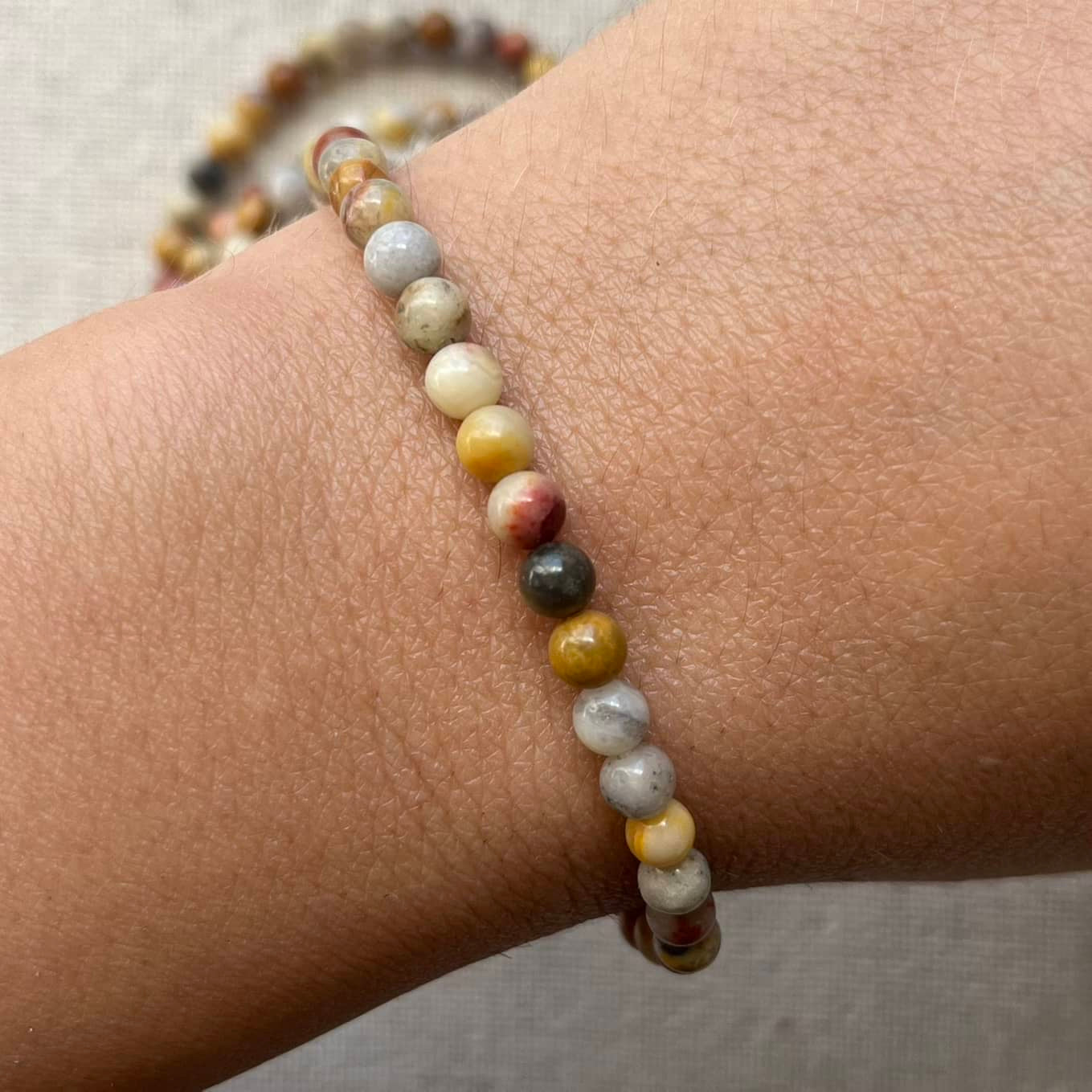 Crazy Lace Agate 4mm Beaded Bracelet - Joy