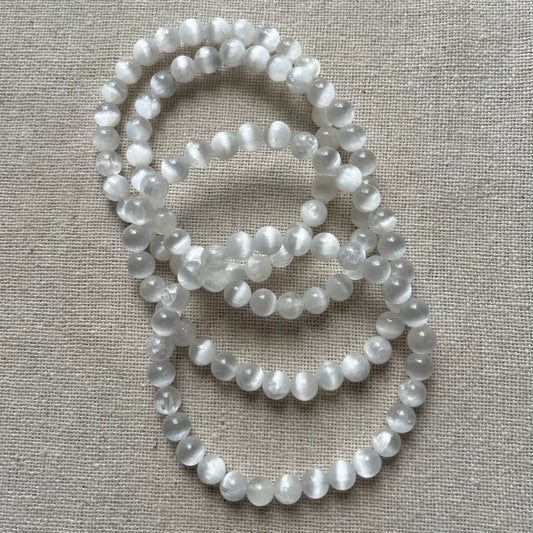 Selenite 6mm Beaded Bracelet - Purify