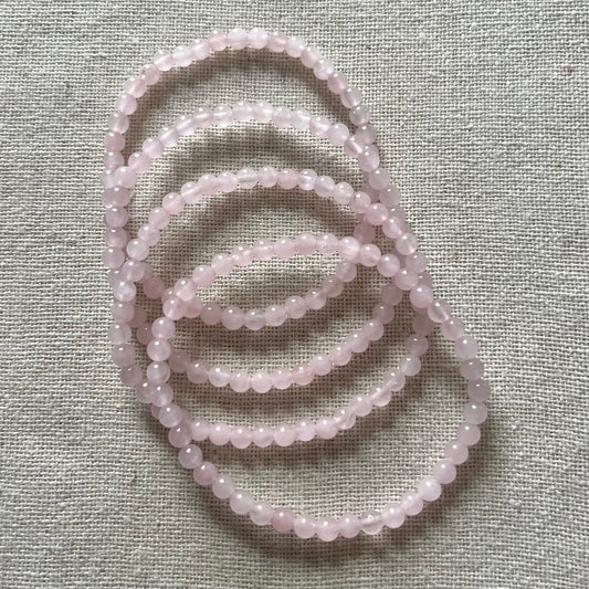 Rose Quartz 4mm Beaded Bracelet - Love