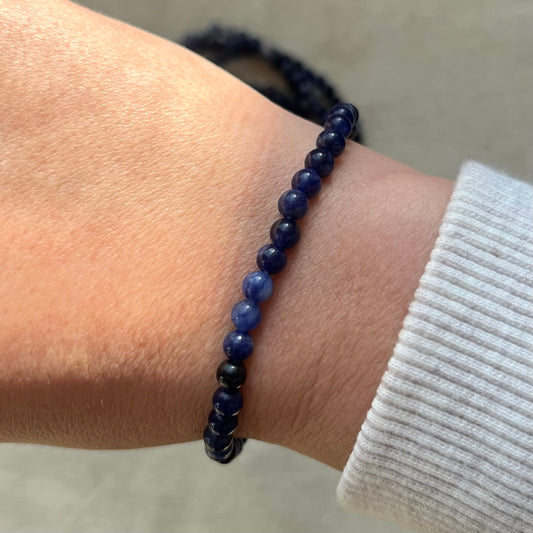 Sodalite 4mm Beaded Bracelet - Emotional Balance