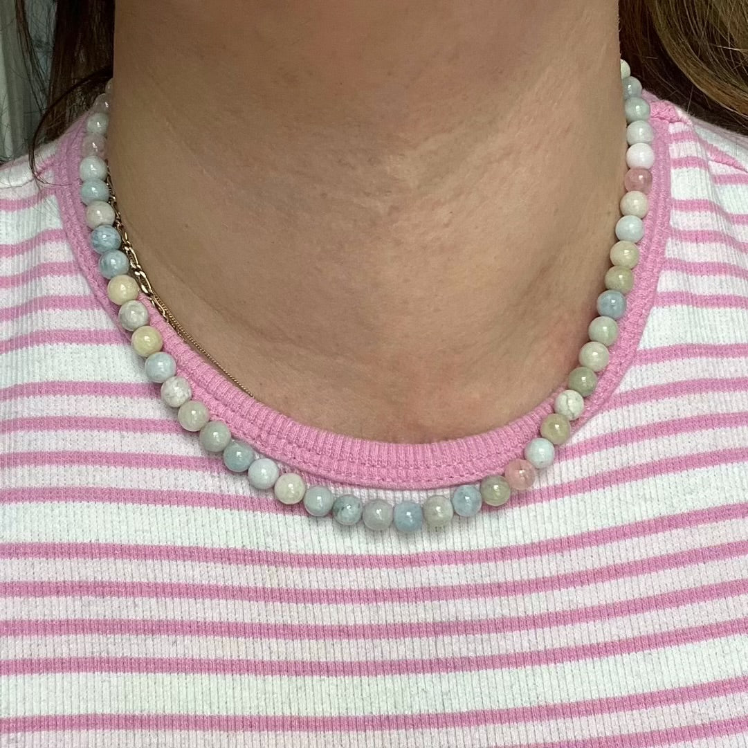 Morganite 6mm Beaded Necklace - Divine Love