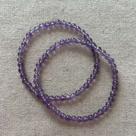 Amethyst 4mm Beaded Bracelet - Spiritual Protection
