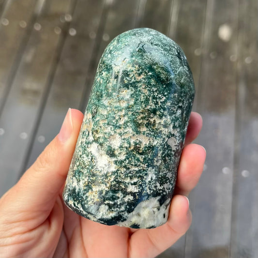 Moss Agate Medium Freeform Crystal - Protection, Harmony