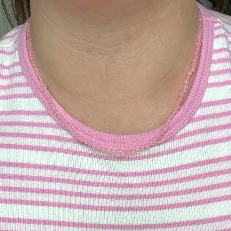 Rose Quartz 3mm Beaded Necklace - Love