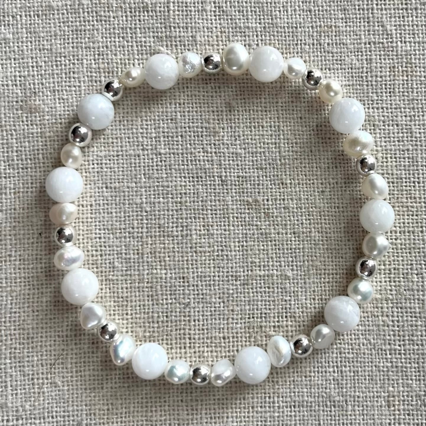 Aura Love Bracelet - Moonstone, Hematite & Freshwater Pearl