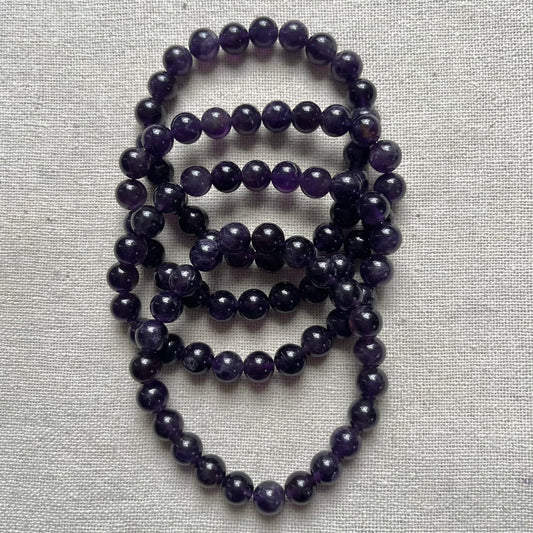 Amethyst 8mm Beaded Bracelet - Spiritual Protection