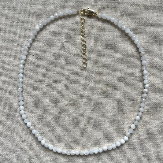 Moonstone 4mm Facet Beaded Necklace - Intuition