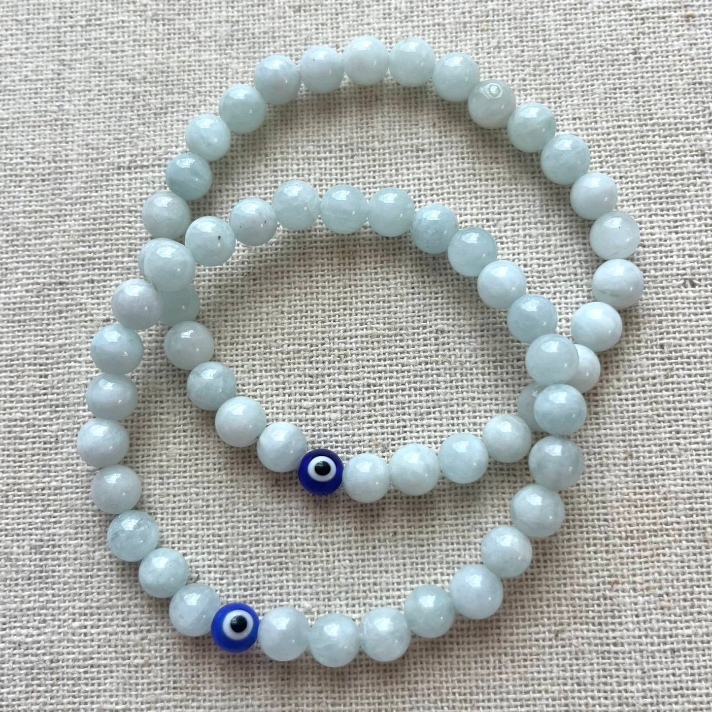 Protection Evil Eye Bracelet - Aquamarine 6mm