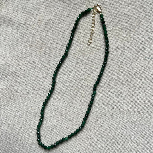 Green Jade 4mm Facet Beaded Necklace - Luck