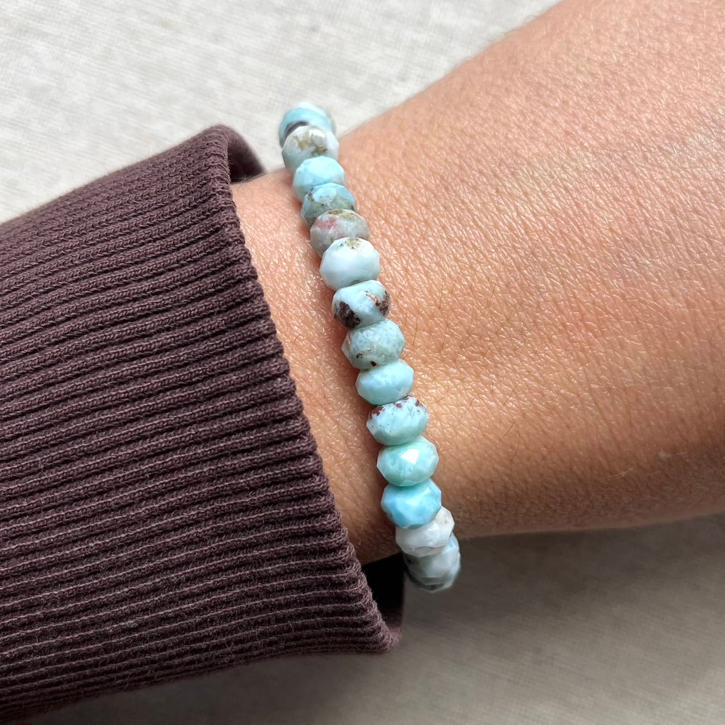 Larimar 7mm Faceted Bracelet - Soothing