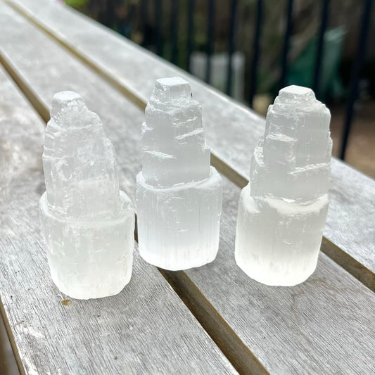 Selenite Mini Raw Tower Crystal - High Vibe, Protection, Spiritual Connection