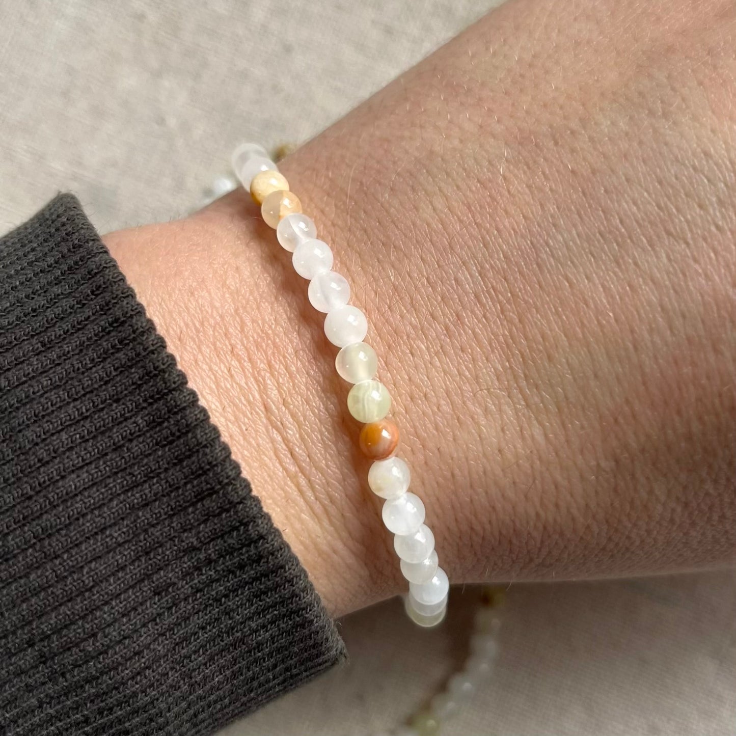 Green Jade 4mm Beaded Bracelet - Luck