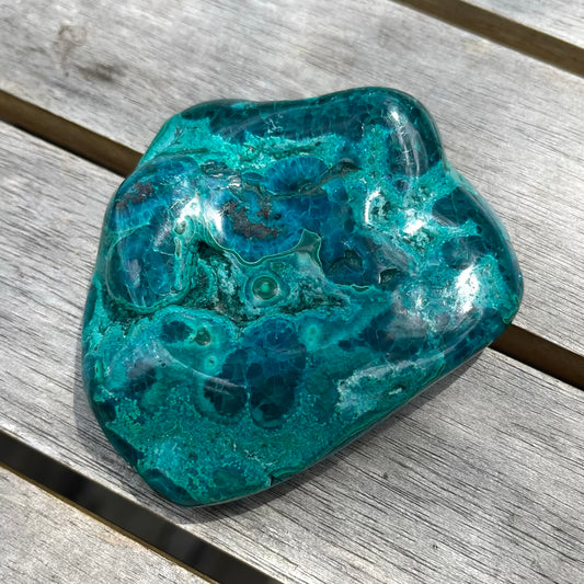 Malachite Chrysocolla Medium Polished Crystal - Empowerment, Healing, Balance