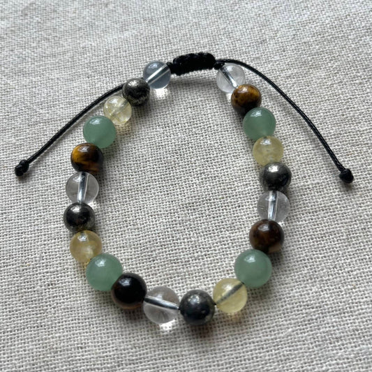 Prosperity Cord Bracelet - Citrine, Pyrite, Tiger Eye, Aventurine & Quartz