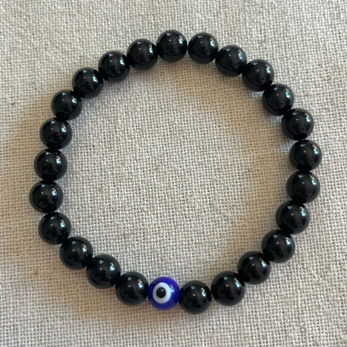 Protection Evil Eye Bracelet - Obsidian 8mm