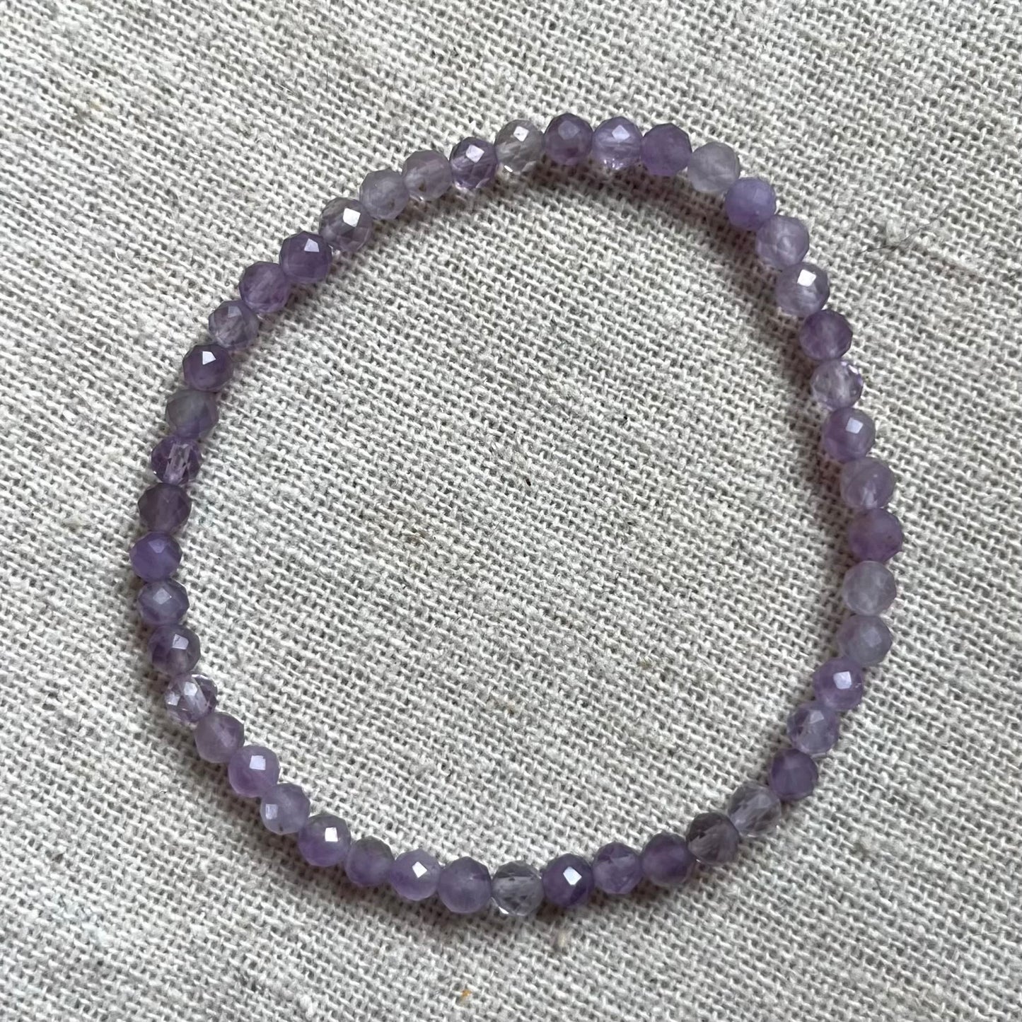 Lavender Amethyst 4mm Facet Beaded Bracelet - Serenity