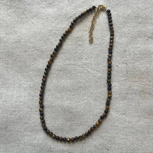 Tiger Eye 4mm Beaded Necklace - Balance