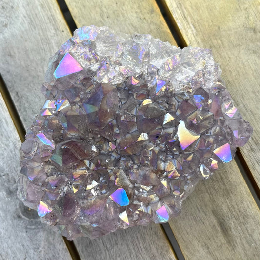 Amethyst Aura Quartz XL Raw Crystal - Vibrant, Uplifting, Spiritual