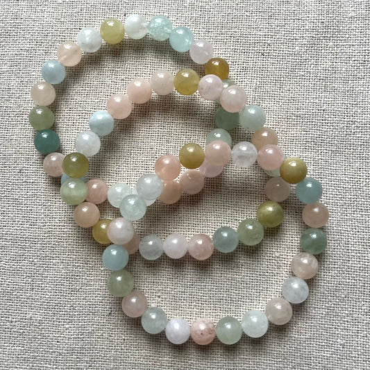 Morganite 8mm Beaded Bracelet - Divine Love