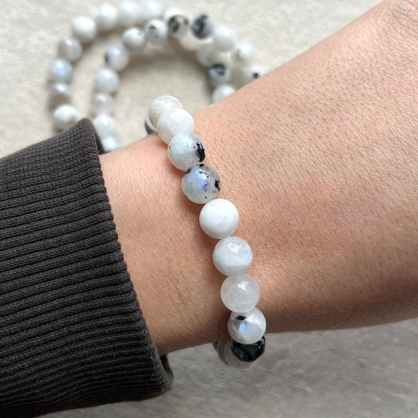 Moonstone 8mm Beaded Bracelet - Intuition