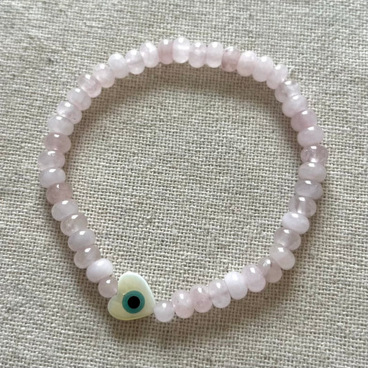 Hera’s Heart Evil Eye Protection Bracelet - Rose Quartz
