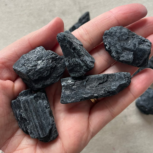 Black Tourmaline Small Raw Crystal - Purification, Grounding, Protection