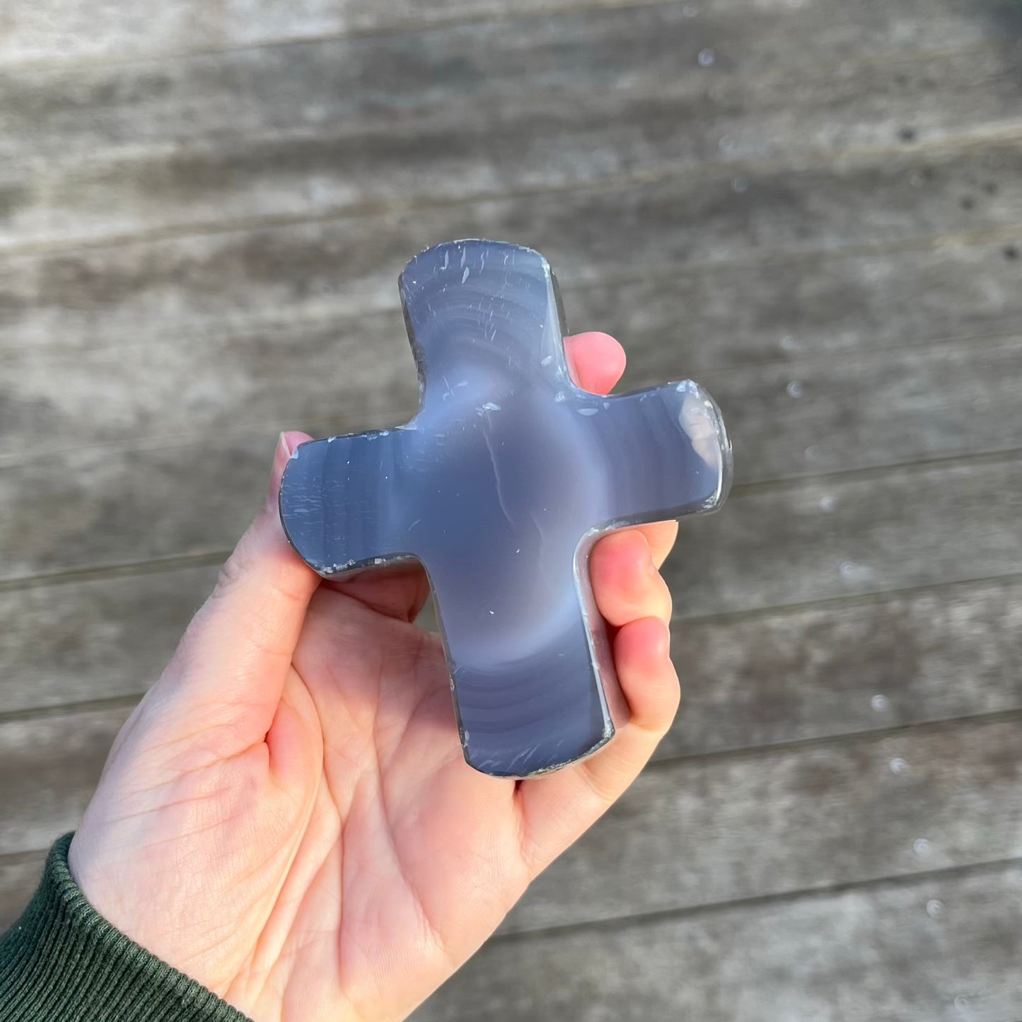 Agate Medium Cross Crystal - Grounding, Harmonising, Protective
