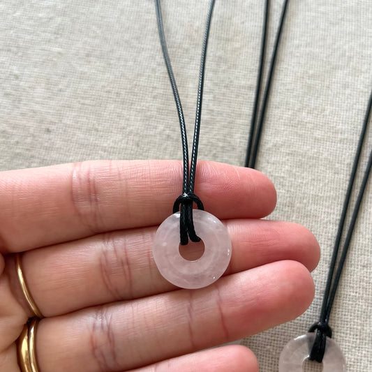 Disc Pendant - Rose Quartz