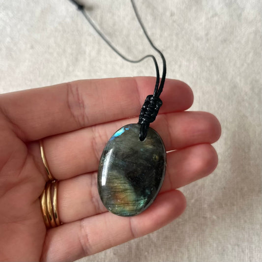 Labradorite Oval Small Pendant - ONE OF A KIND