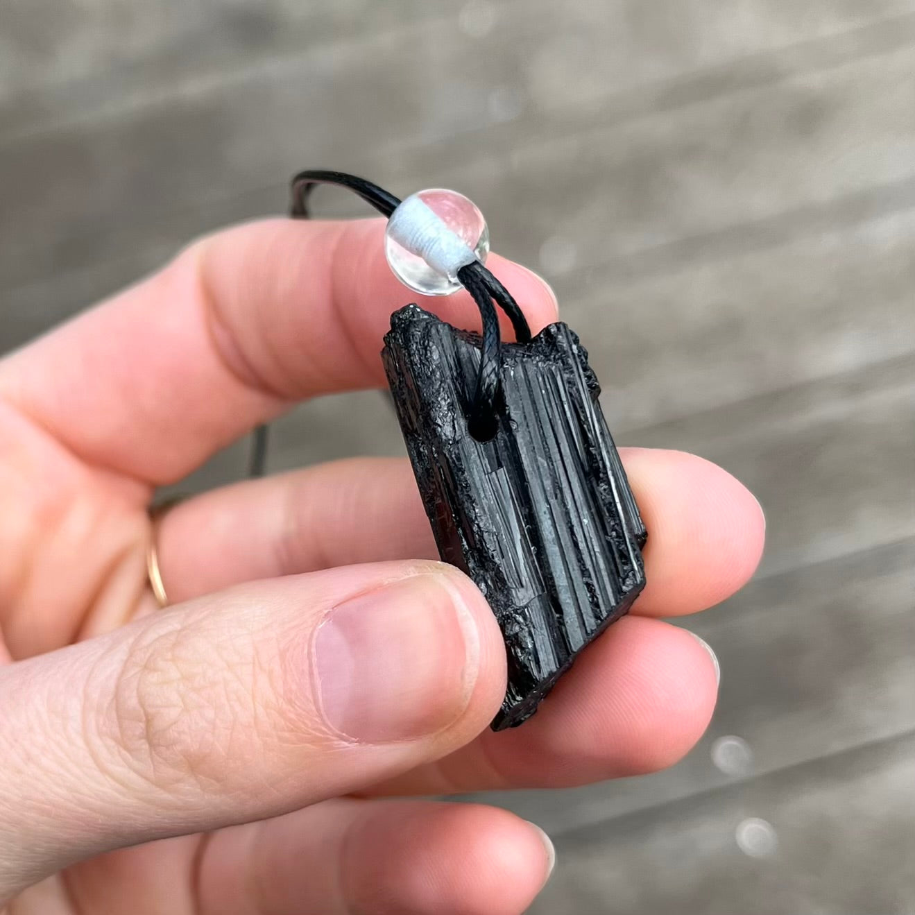 Black Tourmaline Large Raw Stone Pendant - Energetic Protection