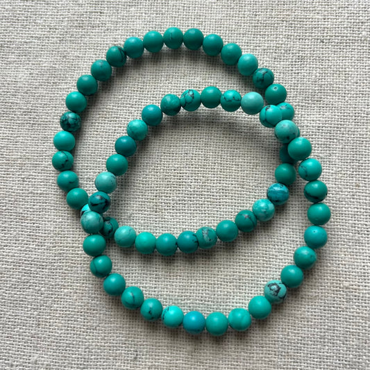 Turquoise 6mm Beaded Bracelet - Wisdom