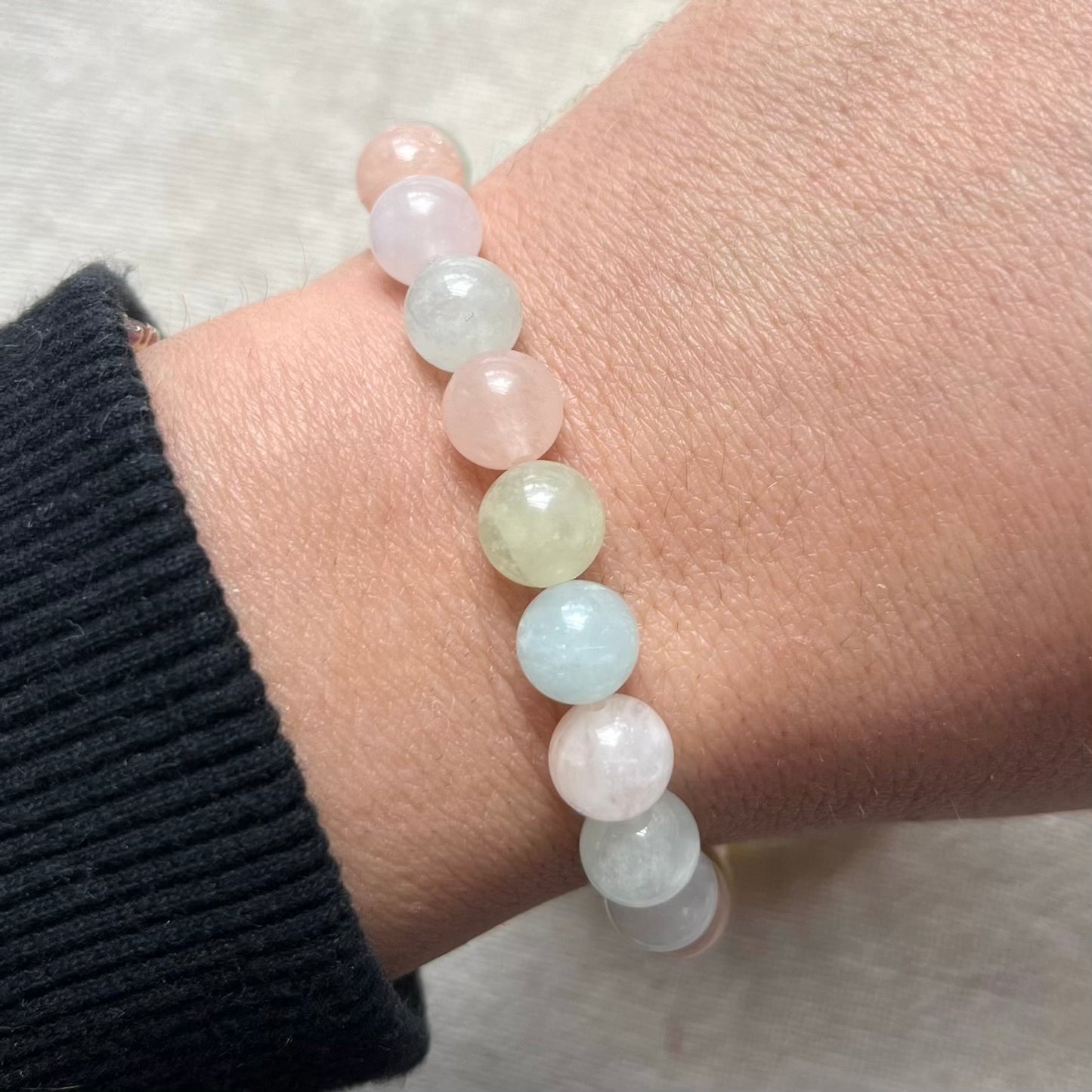 Morganite 8mm Beaded Bracelet - Divine Love