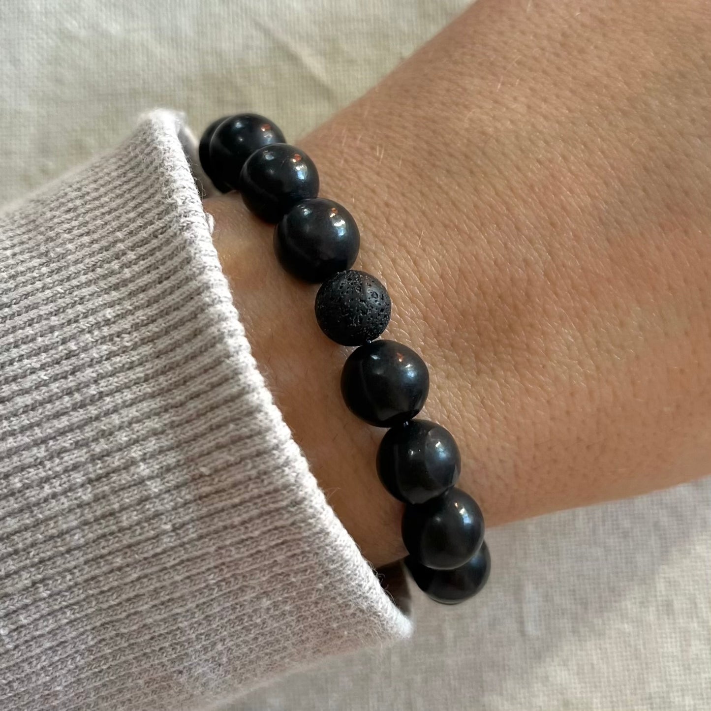 Komboloi Worry Bead Bracelet - Shungite & Lava Stone